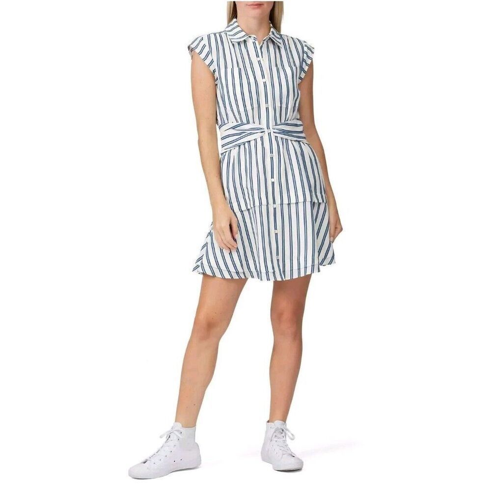 DEREK LAM 10 Crosby Dress Sz 20 Blue Striped Shirtdress - fits like GAP 16